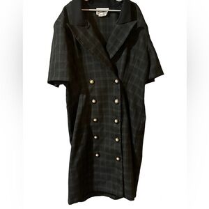 Vintage Evanna Sport Jacket Double Breasted Womens Size 14P Green Check